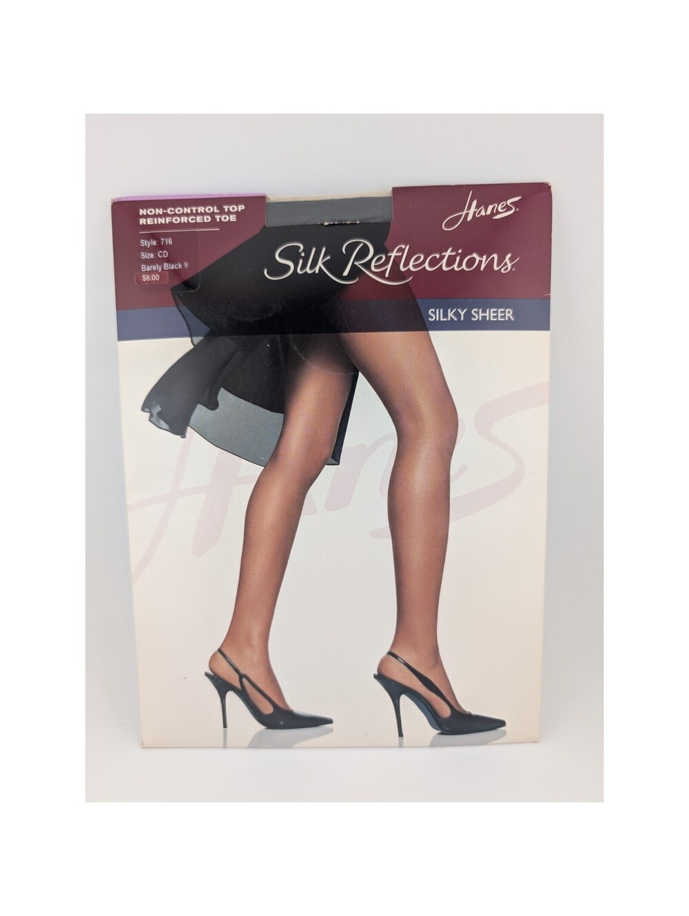 Hanes Silk Reflections Barely Black Sheer Size CD Style 716 Reinforced Toe